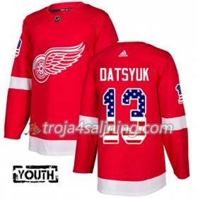 Detroit Red Wings tröja Pavel Datsyuk 13 Röd USA Flag Fashion 2017-2018 Adidas Authentic - NHL Tröjor Barn